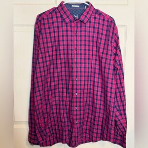 Bugatchi men’s XL shaped fit Red and Blue Plaid Button Down Shirt